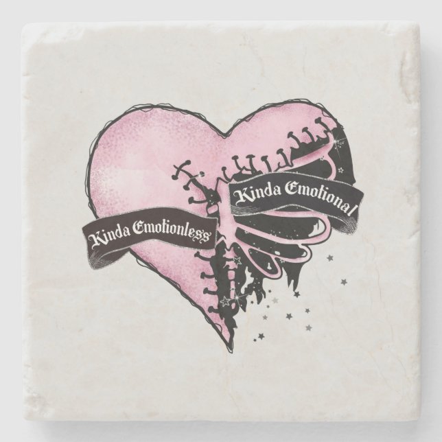 Pastel Goth Heart | emotional und emotional Steinuntersetzer (Vorderseite)