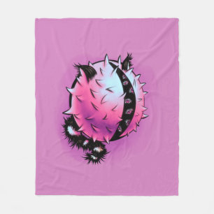 Pastel Goth Horror Kreatur Lila Halloween Fleecedecke