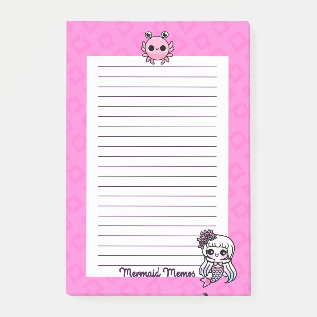 Pastel Goth Kawaii Mermaid Memos 4x6 Editor Post-it Klebezettel (Vorderseite)