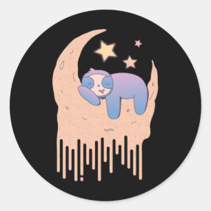 Pastel Goth Moon Ästhetik Kawaii Sloth Runder Aufkleber