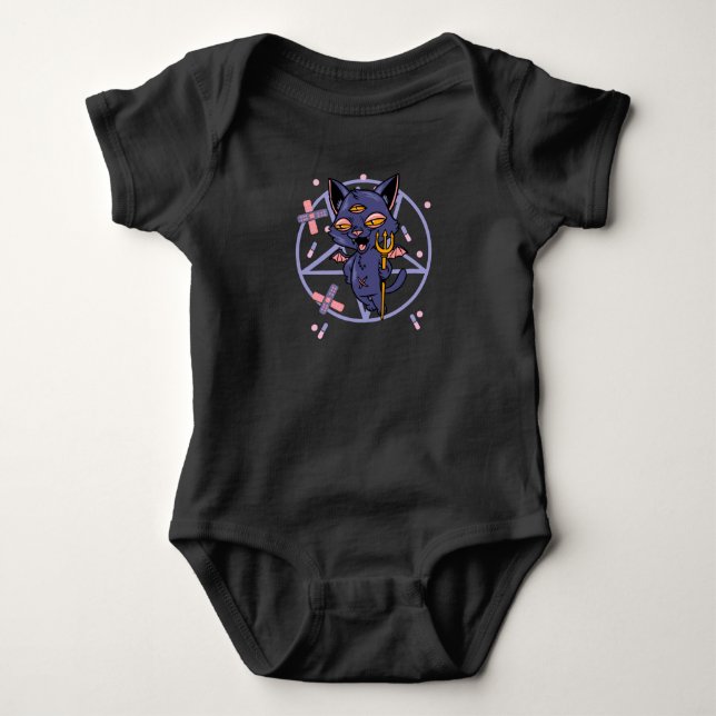 Pastel Goth Moon Wiccan Animal Cat Baby Strampler (Vorderseite)