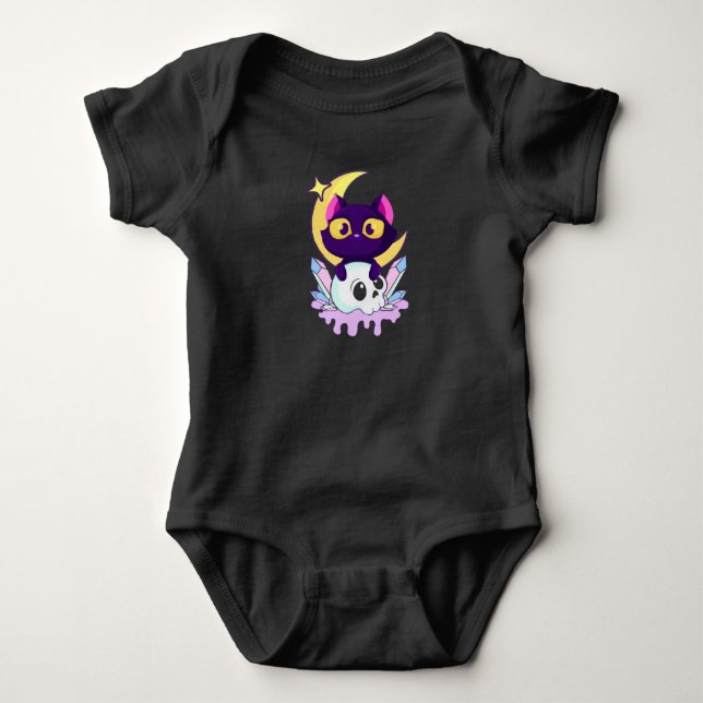 Pastel Goth Moon Wiccan Animal Cull Baby Strampler (Vorderseite)