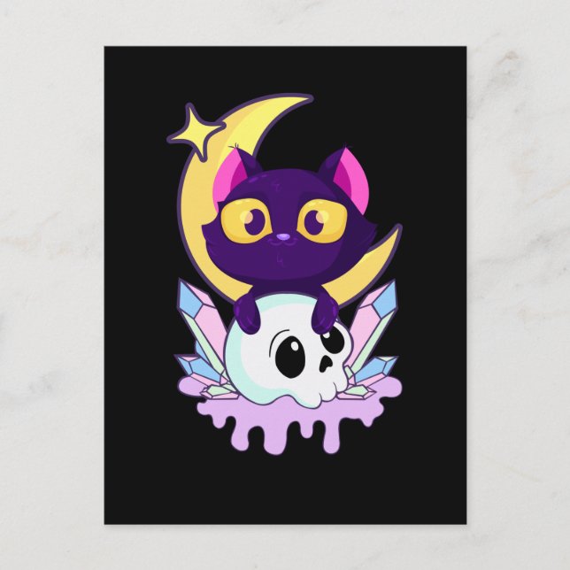 Pastel Goth Moon Wiccan Animal Cull Postkarte (Vorderseite)