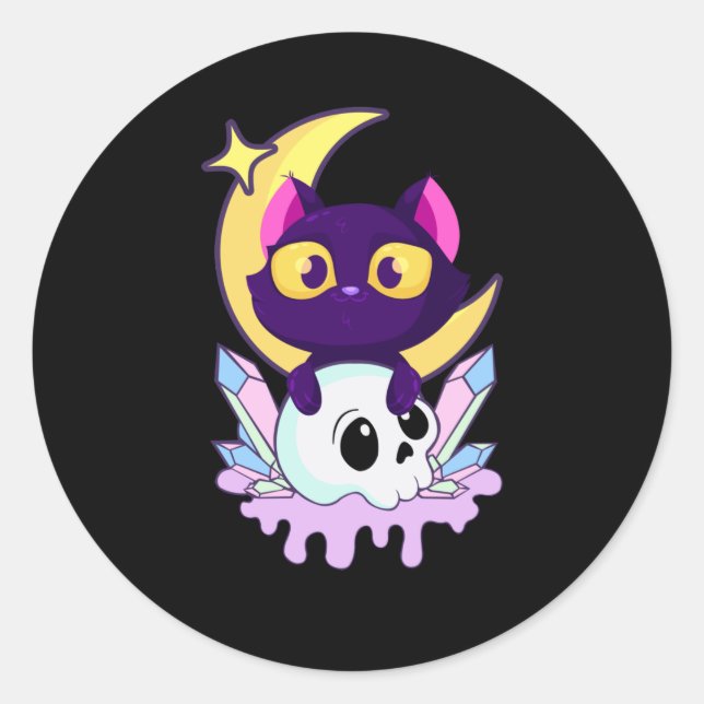Pastel Goth Moon Wiccan Animal Cull Runder Aufkleber (Vorderseite)