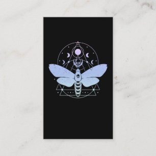 Pastel Goth Moth Moon Wiccan Crescent Skull Visitenkarte