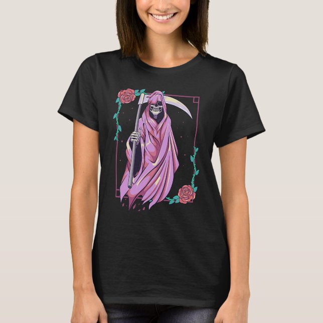 Pastel Goth Occult Spooky Grim Reaper Ghost Tarot T-Shirt (Vorderseite)