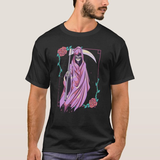 Pastel Goth Occult Spooky Grim Reaper Ghost Tarot T-Shirt (Vorderseite)