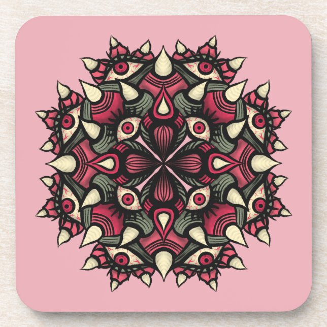 Pastel goth pink Horror Circus Getränkeuntersetzer (Vorderseite)