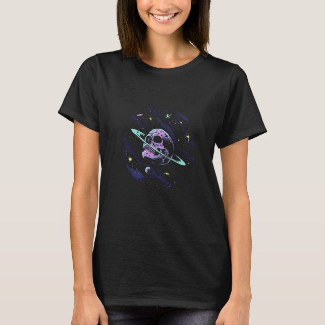 Pastel Goth Ring Saturn Planet Schädelgalaxie Sol T-Shirt (Vorderseite)