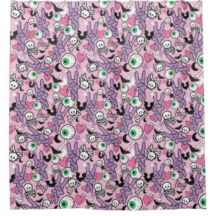 Pastel Goth Rockabilly Spooky Duschvorhang