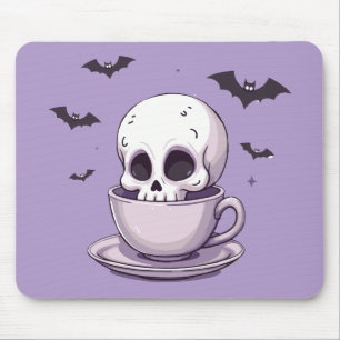 Pastel-Goth-Schädel in Teetasse Mousepad