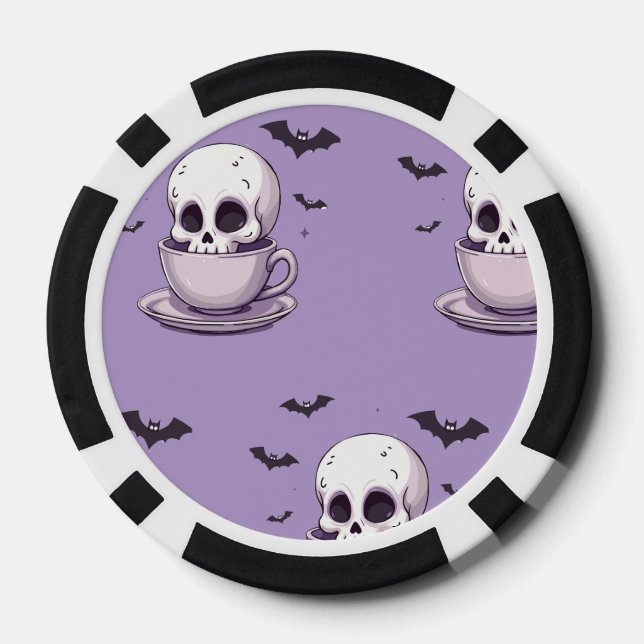 Pastel-Goth-Schädel in Teetasse Pokerchips (Rückseite)