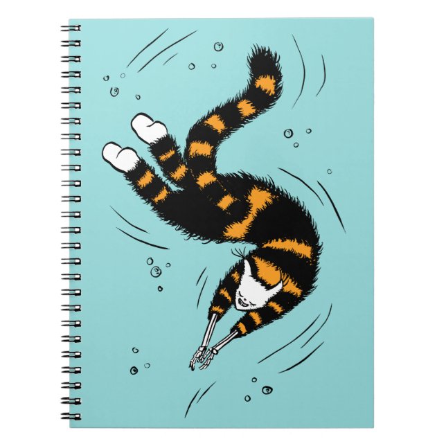 Pastel Goth Schwimmen Katze Skelett Notizblock (Vorderseite)
