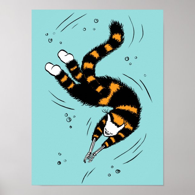 Pastel Goth Schwimmen Katze Skelett Poster (Vorne)
