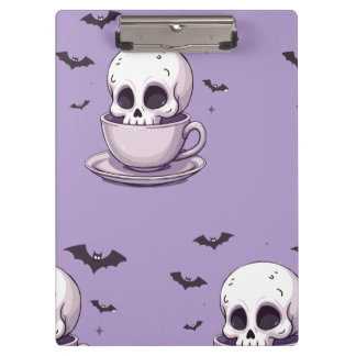Pastel Goth Skull in Teacup Klemmbrett