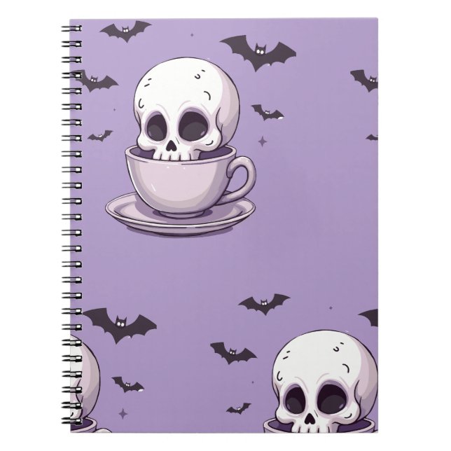 Pastel Goth Skull in Teacup Notizblock (Vorderseite)