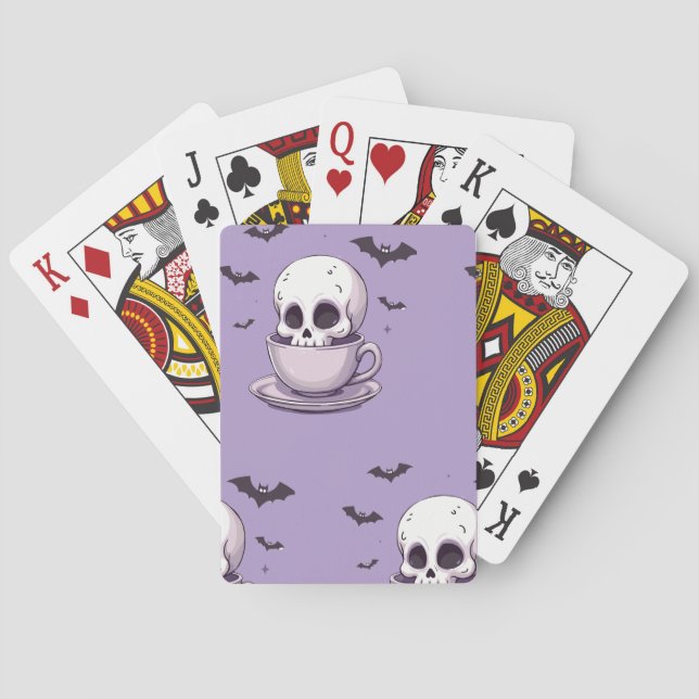 Pastel Goth Skull in Teacup Spielkarten (Rückseite)