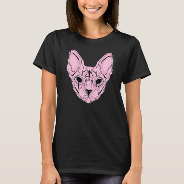 Pastel-Goth-Sphynx-Katze T-Shirt (Vorderseite)