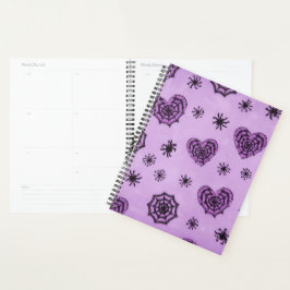 Pastel Goth Spiderweb Hearts Planer