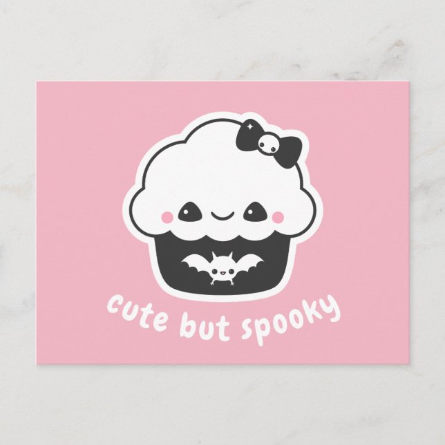 Pastel Goth Spooky Niedlich Cupcake Postkarte (Vorderseite)