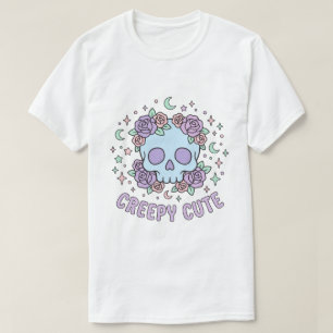 Pastel-Goth-Totenkopf-Blumen-Creepy-Cute-Ästhetik- T-Shirt