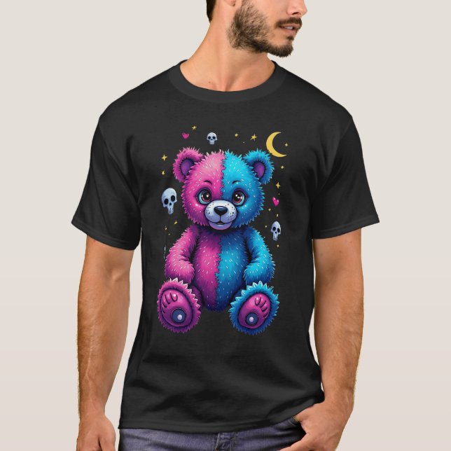 Pastel Goth Voodoo Bear - Creepisches Niedliches H T-Shirt (Vorderseite)