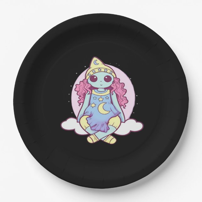 Pastel Goth Whimsigoth Clown Ragdoll Pappteller (Vorderseite)