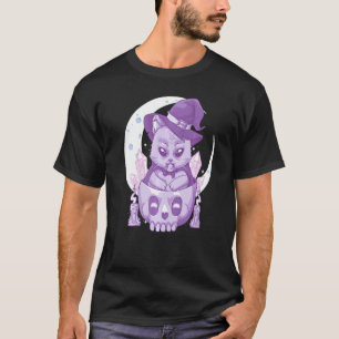 Pastel-Goth-Wicca-Katze Süße Gruselige Hexen-Katze T-Shirt
