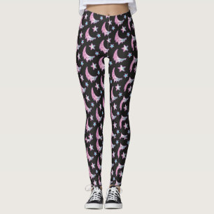 Pastel-Gothic-Leggings mit tropfendem Mond und Ste Leggings