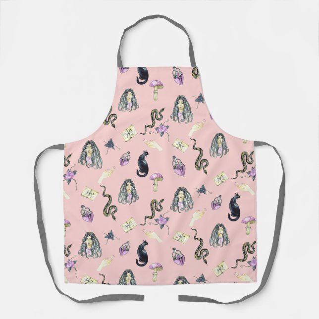 Pastel Gothic Story Pattern Pink Schürze (Vorderseite)