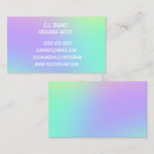 Pastel Gradient Business Cards Visitenkarte (Vorne/Hinten)