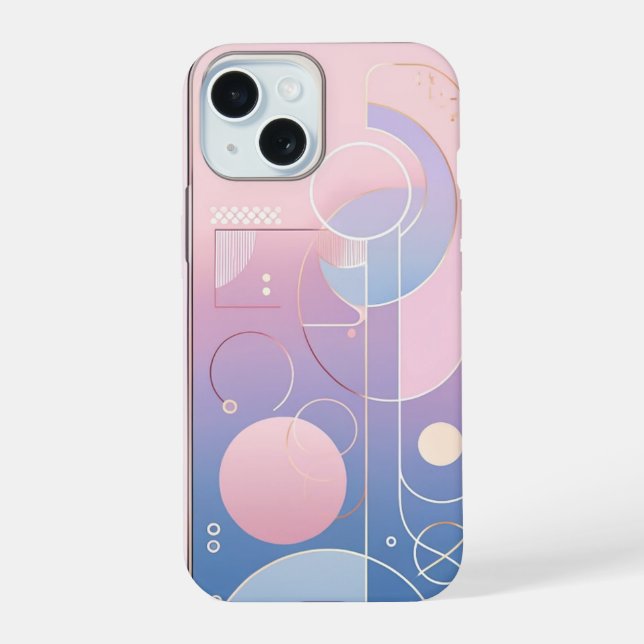 Pastel Gradient Geometric iPhone 15 Hülle (Rückseite)