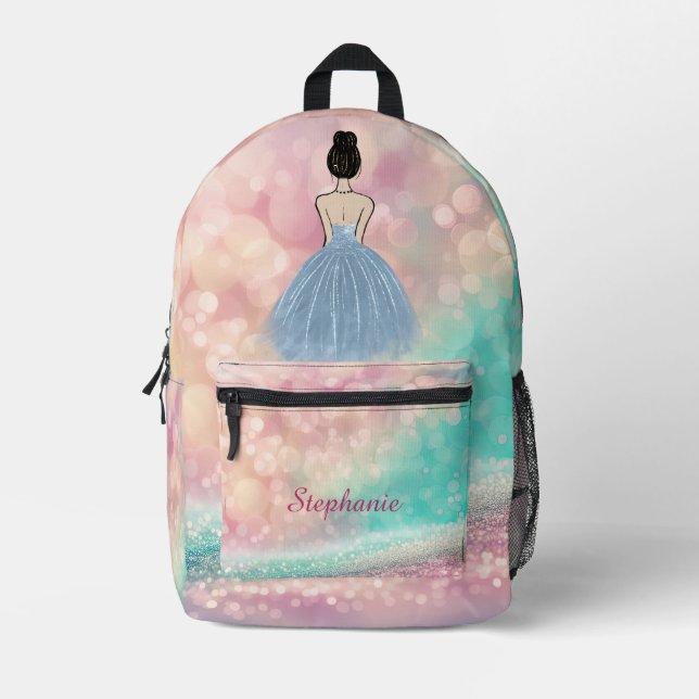 Pastel Gradient Glitzer Rainbow Bokeh Bedruckter Rucksack (Vorderseite)