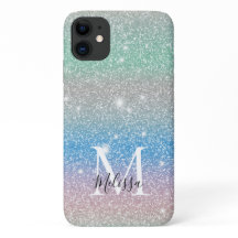 Pastel Gradient Glitzer Sparkle Monogram Name