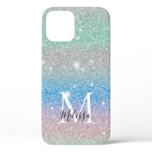 Pastel Gradient Glitzer Sparkle Monogram Name