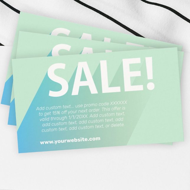 Pastel Gradient Green Discount Business Card Visitenkarte (Von Creator hochgeladen)