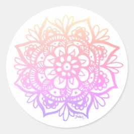 Pastel Gradient Mandala Blume Runder Aufkleber