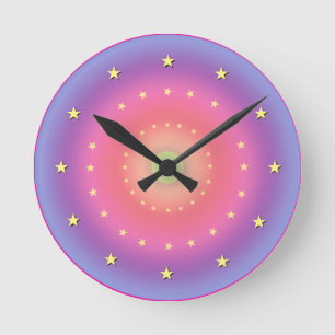 Pastel Gradient mit Stars Wall Clock Runde Wanduhr