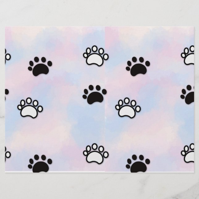 Pastel Gradient Pink Dog Paws Scrapbook Paper Flyer (Vorne)