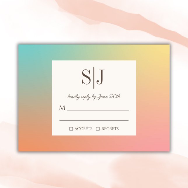 Pastel Gradient Rainbow Wedding RSVP Card Karte (Von Creator hochgeladen)