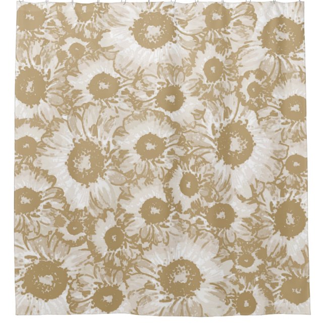 Pastel Grau Light Brown Floral Pattern Duschvorhang (Vorderseite)
