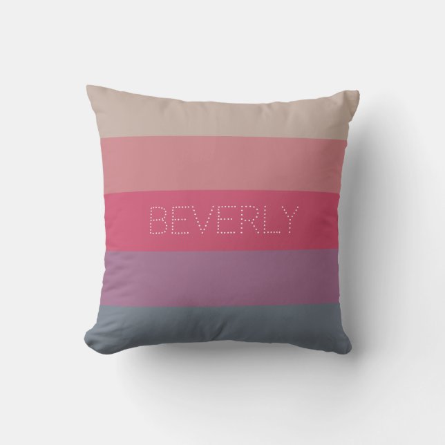Pastel Grau lila Pink 5 Farben Personalisierter Na Kissen (Vorderseite)