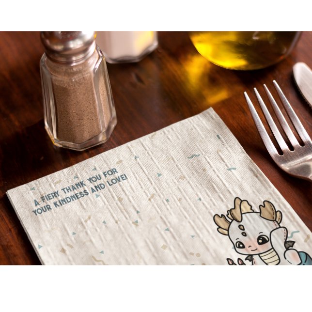 Pastel Gray Blue Cake Baby Dragon Serviette (Von Creator hochgeladen)