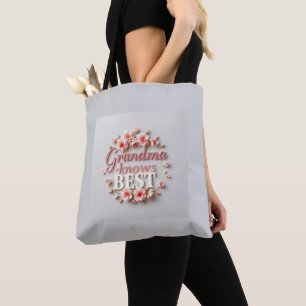 Pastel Gray Grandma Floral Pattern Tasche
