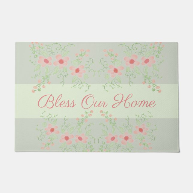 Pastel Gray Green mit Pinks Fußmatte (Vorderseite)