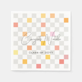 Pastel & Gray Karos Ästhetische Graduierungsparty Serviette