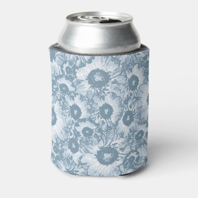 Pastel Gray Navy Floral Pattern Dosenkühler (Kanne Rückseite)