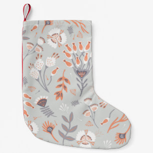 Pastel Gray Orange Floral: Vintag Elegante Kleiner Weihnachtsstrumpf