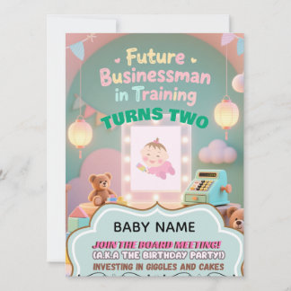 Pastel green Baby Boy Invitation d'anniversaire po