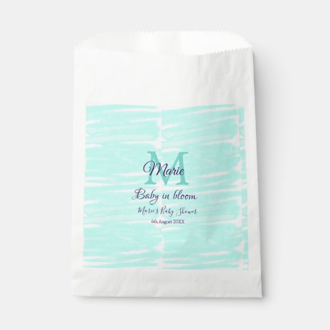 Pastel green baby in bloom monogram baby shower te geschenktütchen (Vorderseite)